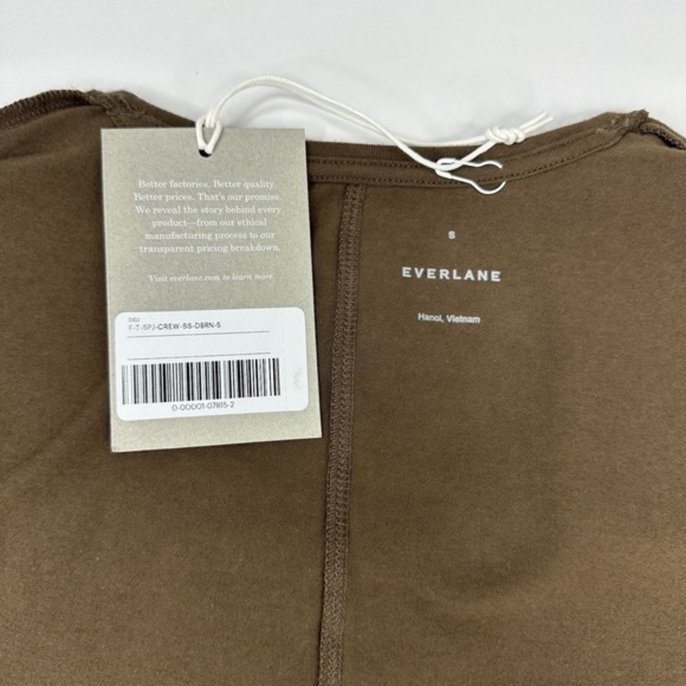 Everlane Womens Supima Cotton Scoopneck Tee Cocoa Brown Short Sleeve Small NWT - Picture 6 of 11